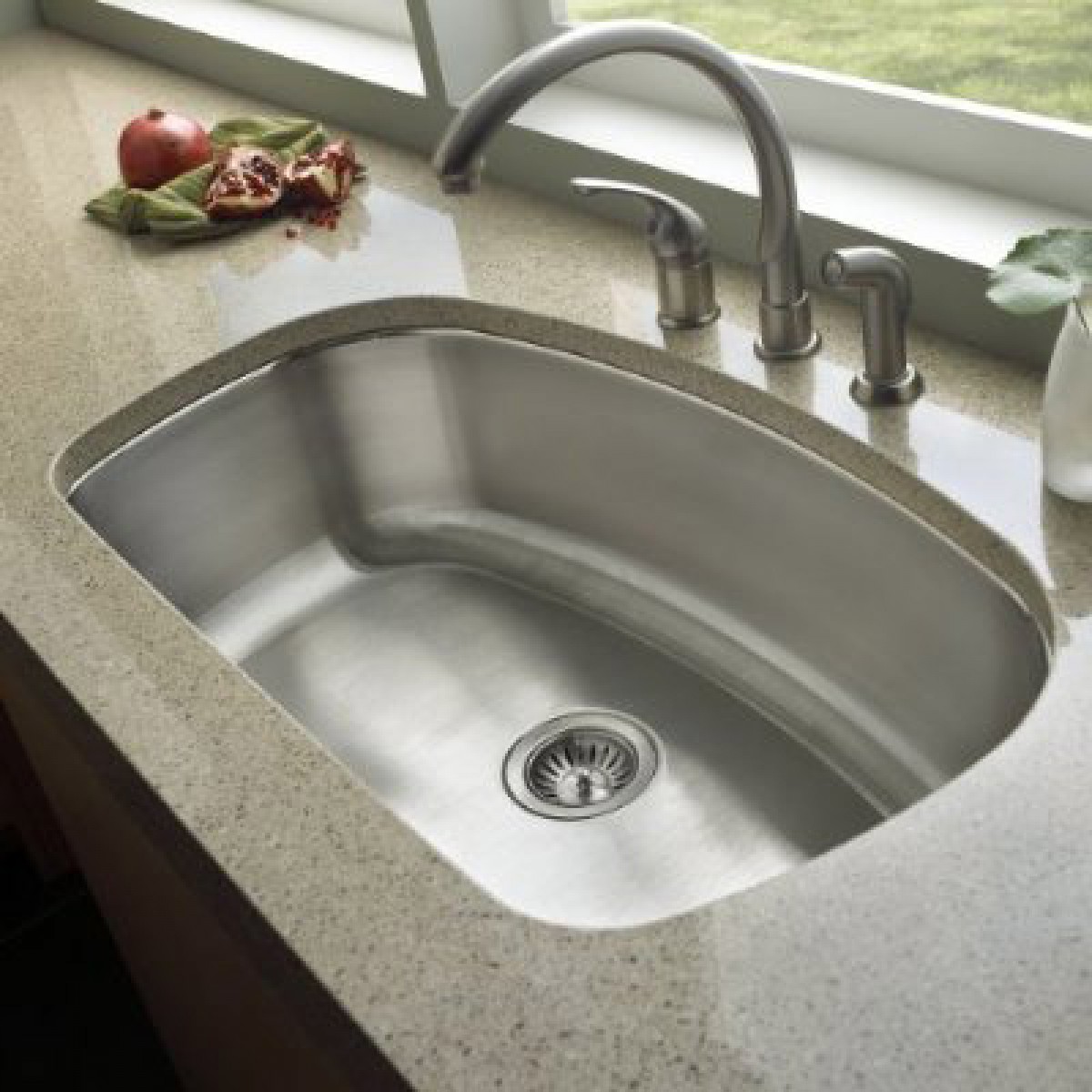 32 Inch Stainless Steel Undermount Curved Single Bowl Kitchen Sink with 32 Inch Stainless Steel Undermount Sink