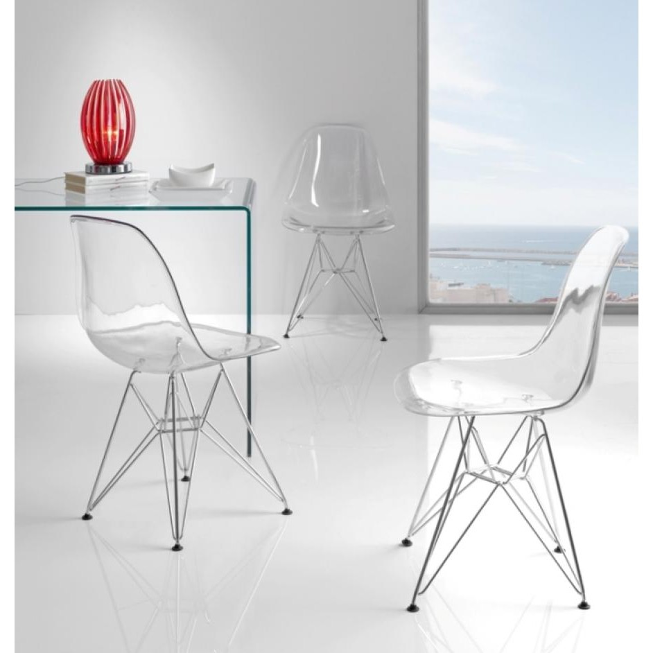 Eames Style DSR Clear Acrylic Plastic Dining Shell Chair