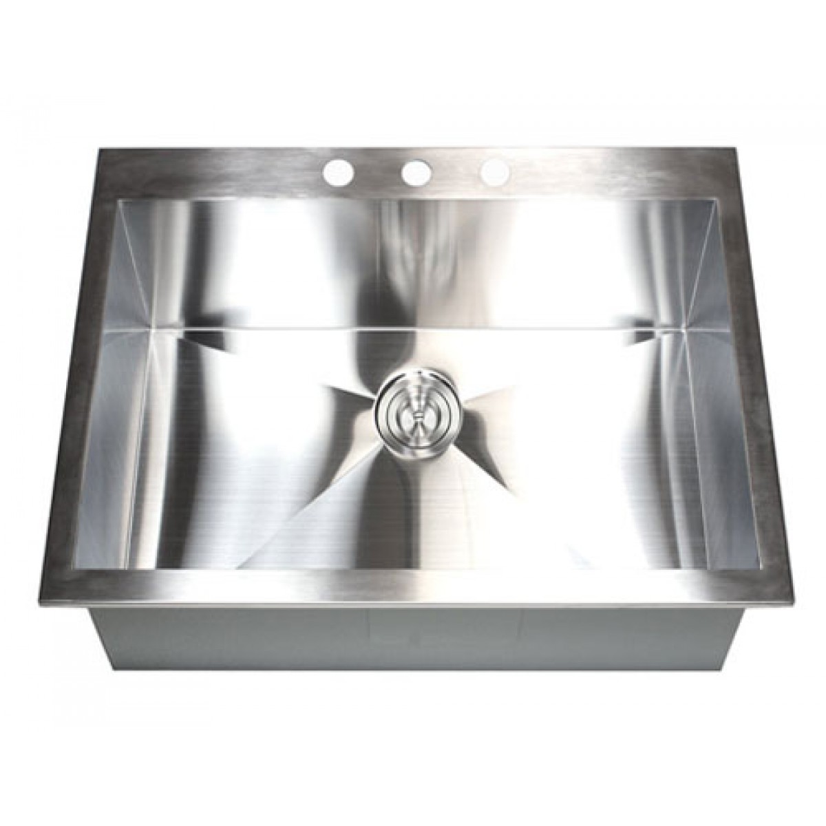 25 Inch Top Mount Drop In Stainless Steel Single Bowl Kitchen Sink Zero Radius Design