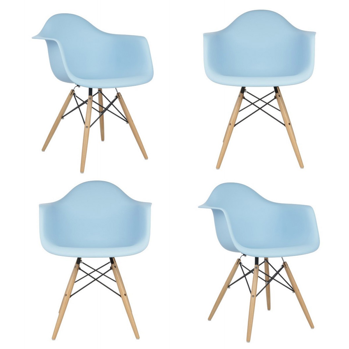 Set of 4 Eames Style DAW Molded Light Blue Plastic Dining ...