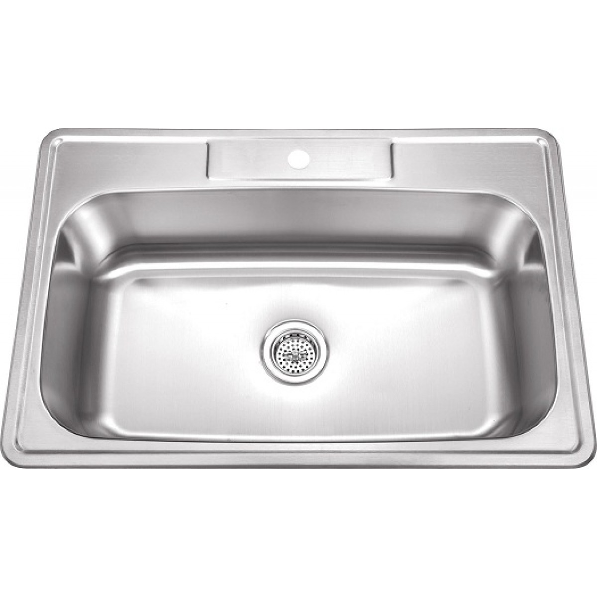 33 Inch Stainless Steel Top Mount Drop In Single Bowl Kitchen Sink W One Faucet Hole