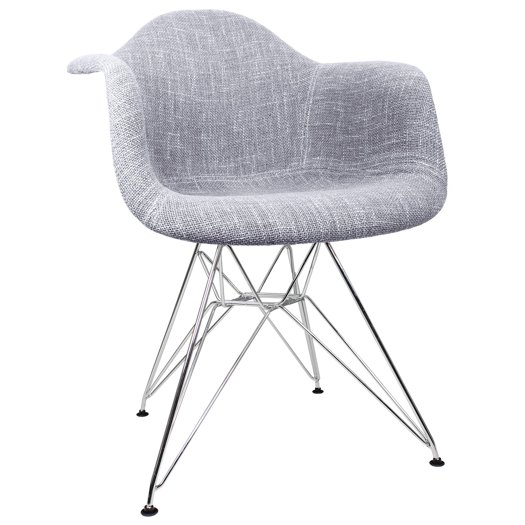 Gray Woven Fabric Upholstered Eames Style Accent Arm Chair