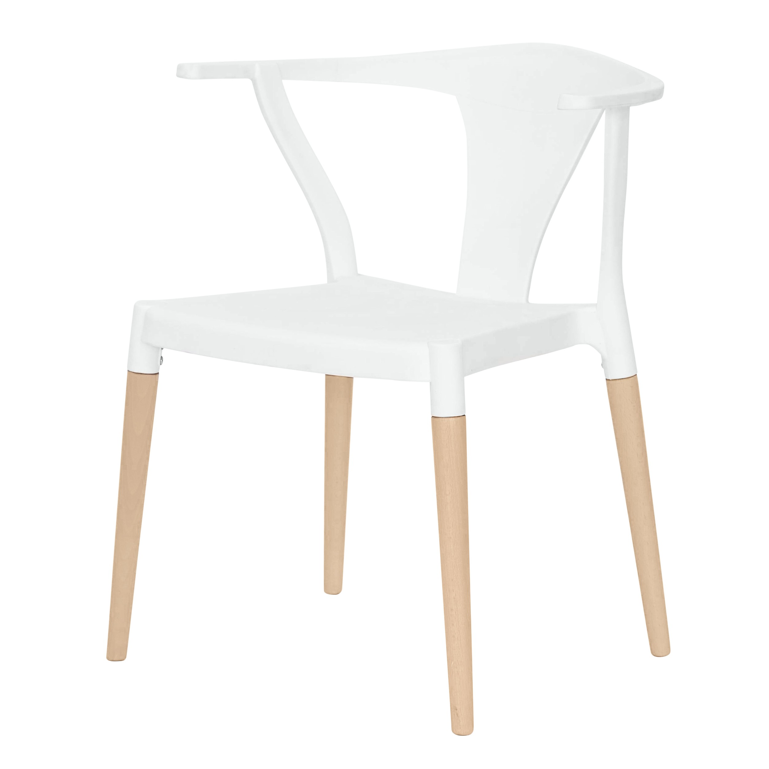 Icon Series White Modern Accent Dining Arm Chair Beech
