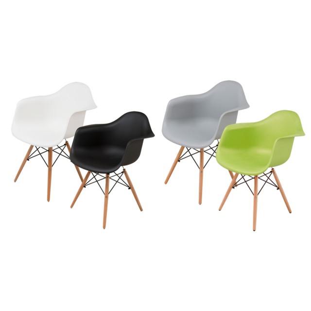 Eames Style Daw Molded In Black Plastic, Eames Molded Armchair