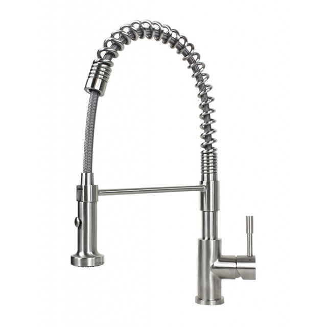 European Style Lead Free Coil Spring Duel Spout Brushed Nickel