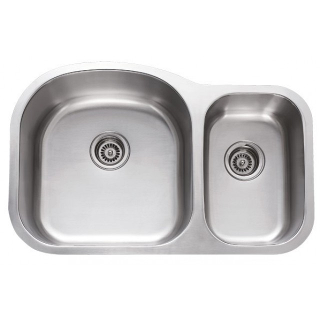 31 Inch Stainless Steel Undermount 70/30 Double Bowl Kitchen Sink - 18 Gauge