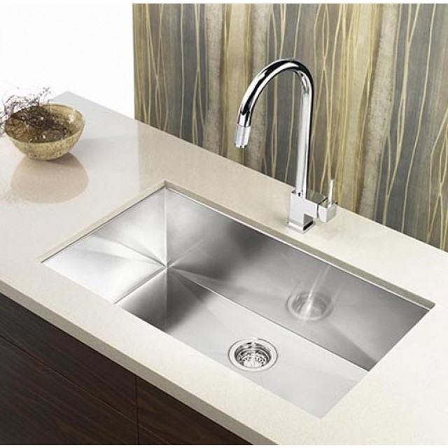36 Inch Stainless Steel Undermount Single Bowl Kitchen Sink Zero