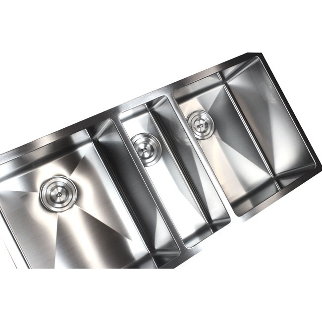 42 Inch Stainless Steel Undermount Triple Bowl Kitchen Sink 15mm Radius Design 16 Gauge