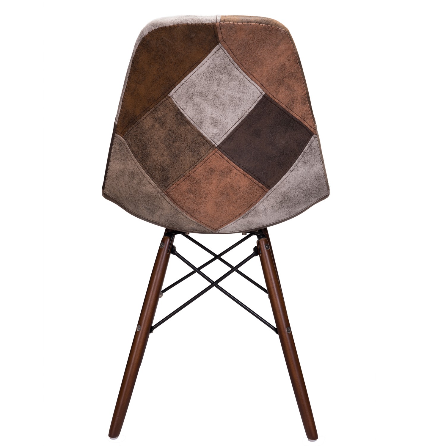 Mooku Blue Gray Patchwork Leatherette Fabric Upholstered Dsw Dining Side Accent Chair With Dark Walnut Legmooku Brown Patchwork Leatherette Fabric Upholstered Dsw Dining Side Accent Chair With Dark Walnut Leg