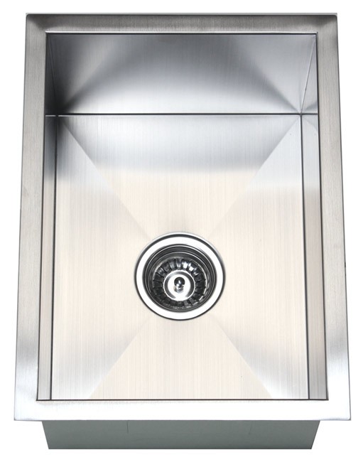 15 Inch Stainless Steel Undermount Single Bowl Kitchen / Bar / Prep Sink Zero Radius Design