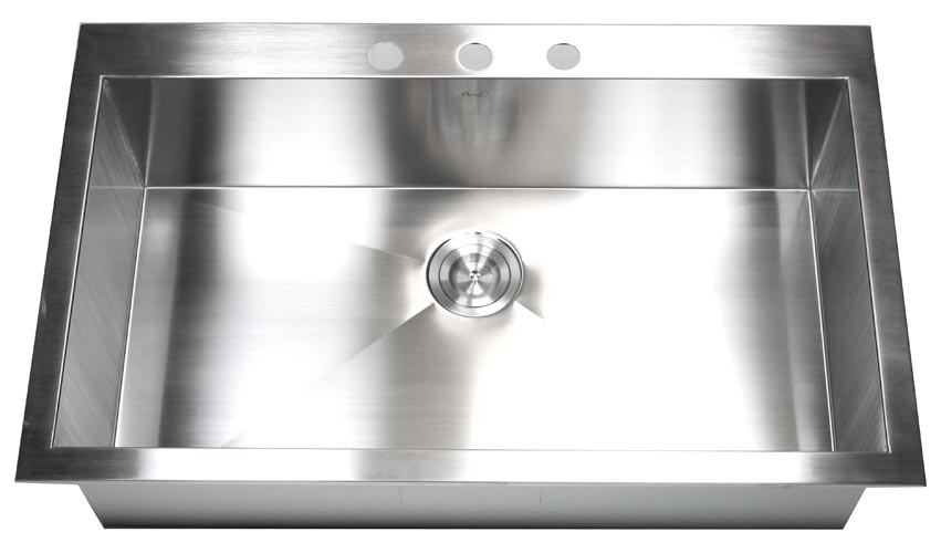 36 Inch Top-Mount / Drop-In Stainless Steel Single Bowl Kitchen Sink Zero Radius Design