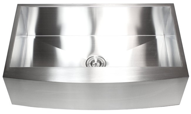 36 Inch Stainless Steel Single Bowl Curved Front Farm Apron Kitchen Sink