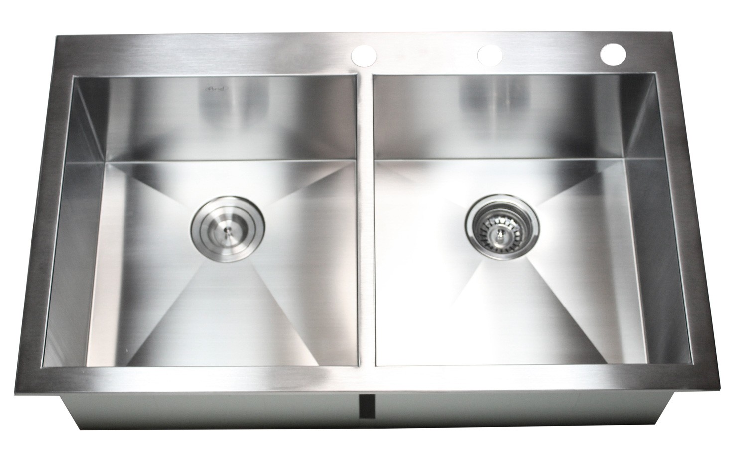 36 Inch Top-Mount / Drop-In Stainless Steel Double Bowl Kitchen Sink Zero Radius Design