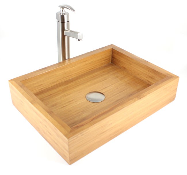 Irenic - Bamboo Countertop Bathroom Lavatory Vessel Sink  - 18-7/8 x 14 x 4-1/4 Inch