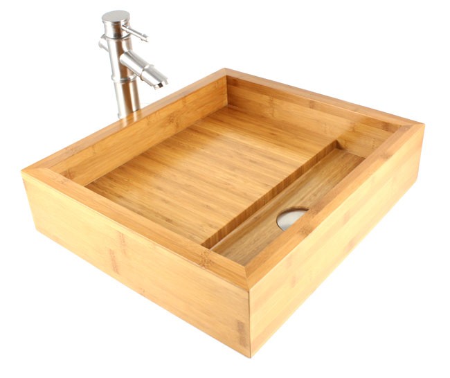Pure - Bamboo Countertop Bathroom Lavatory Vessel Sink  - 19 x 17 x 4-1/2 Inch