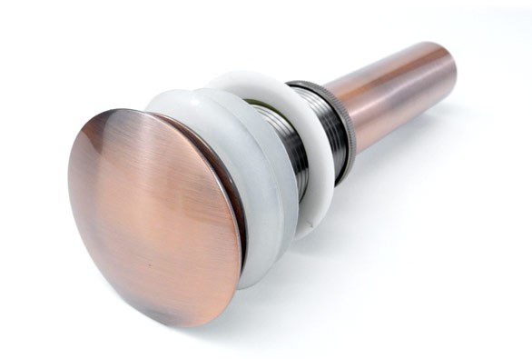 Antique Copper Bathroom Pop-up Drain with Overflow-1