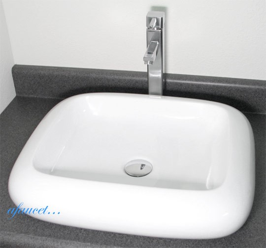 Rounded Edge Rectangular Porcelain Ceramic Countertop Bathroom Vessel Sink - 22 x 19 Inch