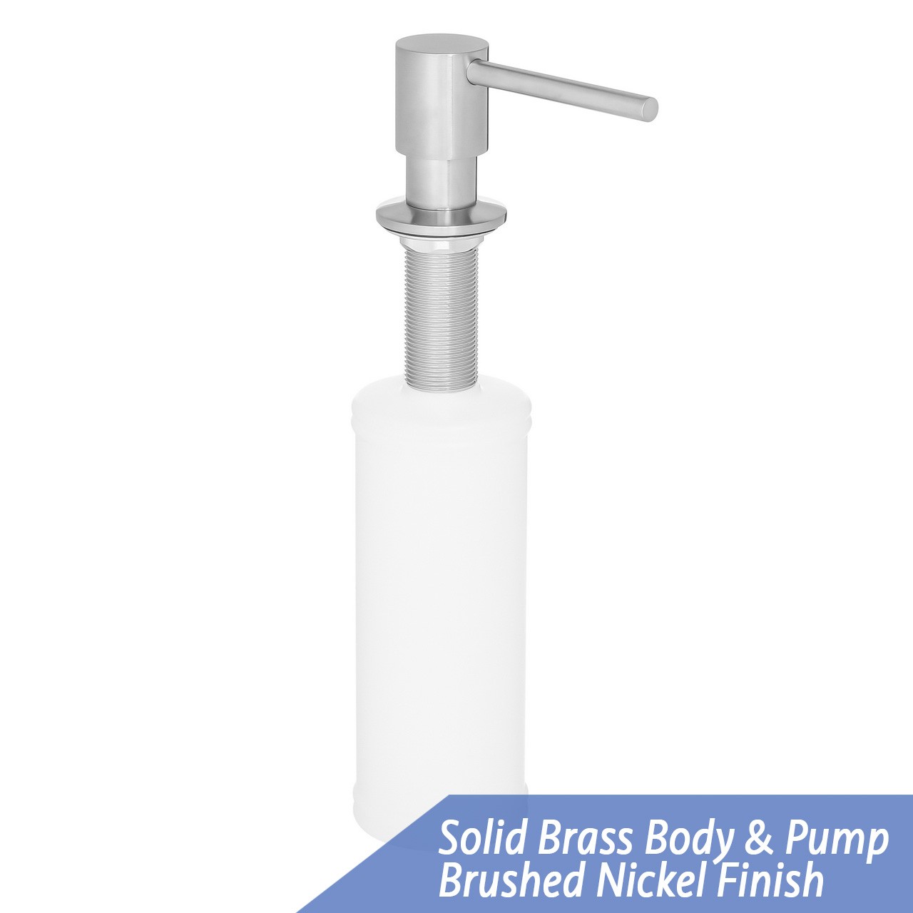 Round Shape All Metal Construction Deck / Countertop Mount Solid Brass Pump Hand / Dish Soap Dispenser Brushed Nickel