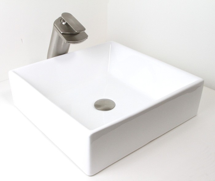 European Style Porcelain Ceramic Countertop Bathroom Vessel Sink - 17 x 17 x 5 Inch