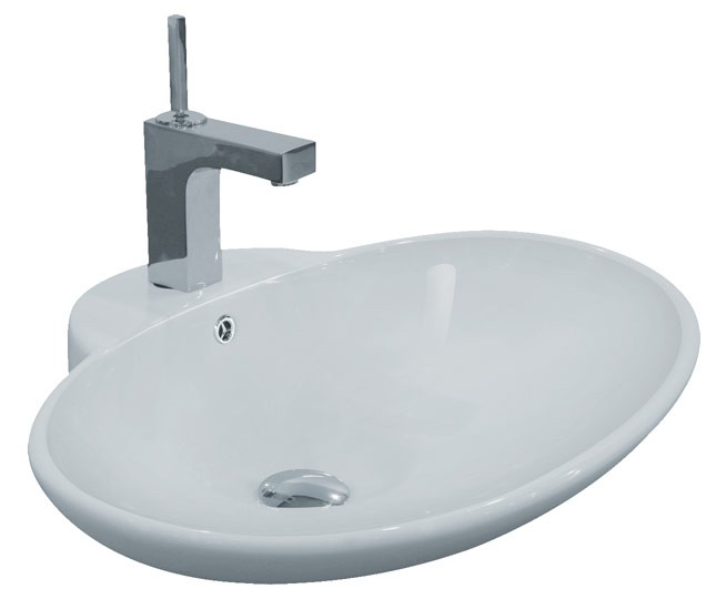 Porcelain Ceramic Single Hole Countertop Bathroom Vessel Sink - 24-3/4 x 19-1/4 x 8 Inch