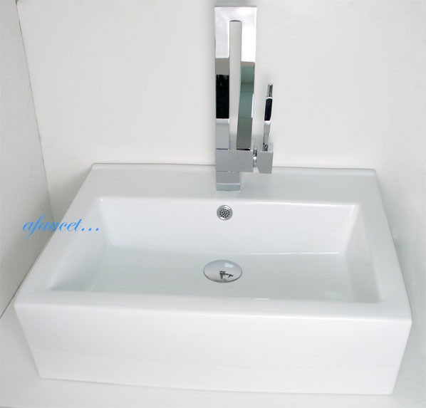 Rectangular Porcelain Ceramic Single Hole Countertop Bathroom Vessel Sink - 20-1/2 x 17 x 6 Inch