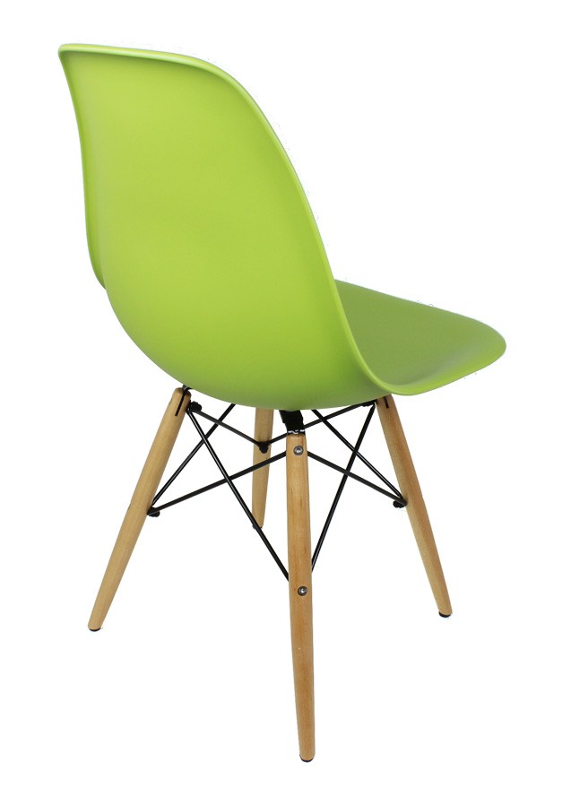 Set of 2 Eames Style DSW Molded Lime Green Plastic Dining