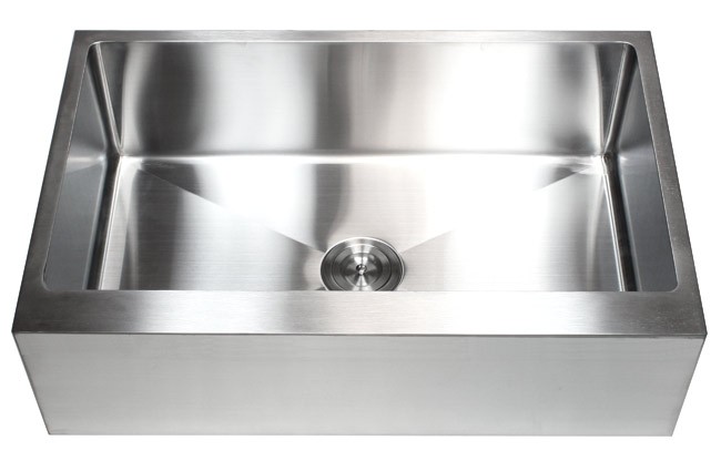 33 Inch Stainless Steel Flat Front Farm Apron Single Bowl Kitchen Sink 15mm Radius Design