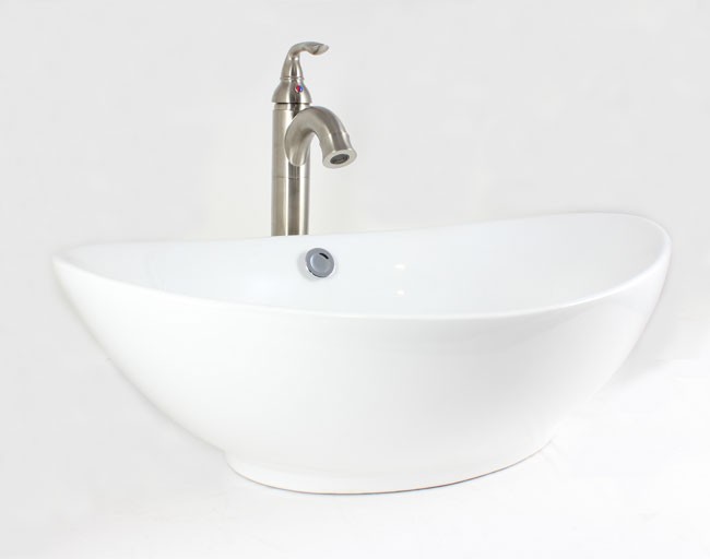 White / Biscuit / Black Porcelain Ceramic Countertop Bathroom Vessel Sink - 23-1/4 x 15-1/4 x 7-1/2 Inch