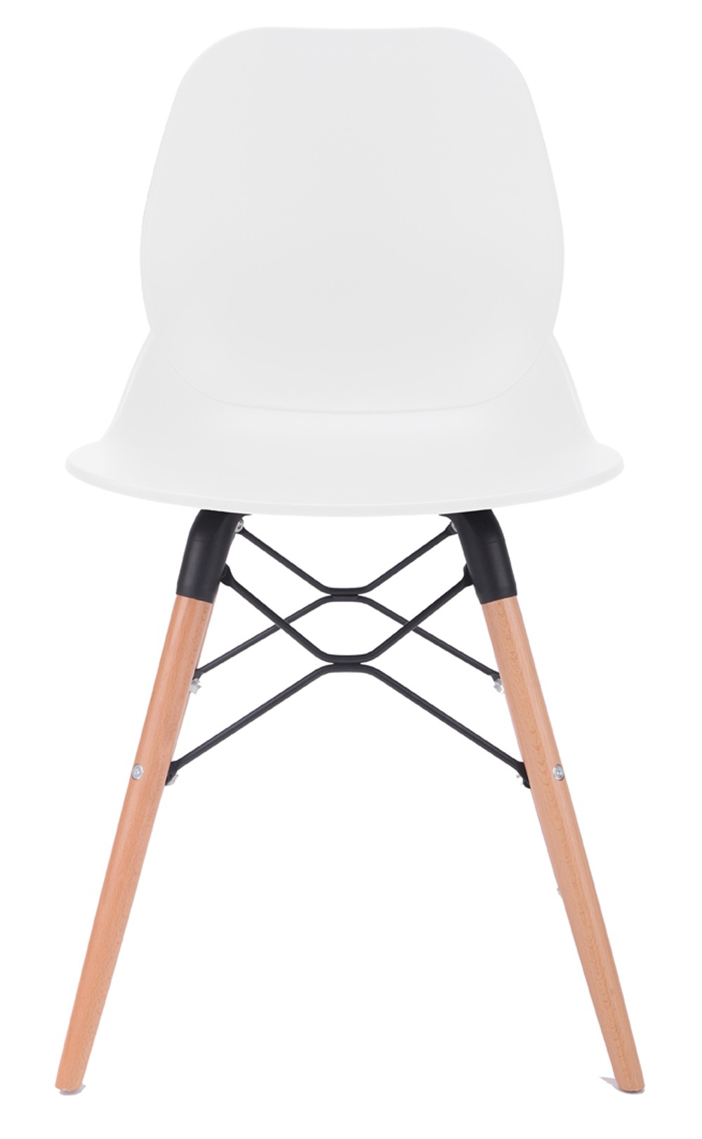 Joy Series White Dining Shell Side Designer Task Chair with Beech Wood Legs