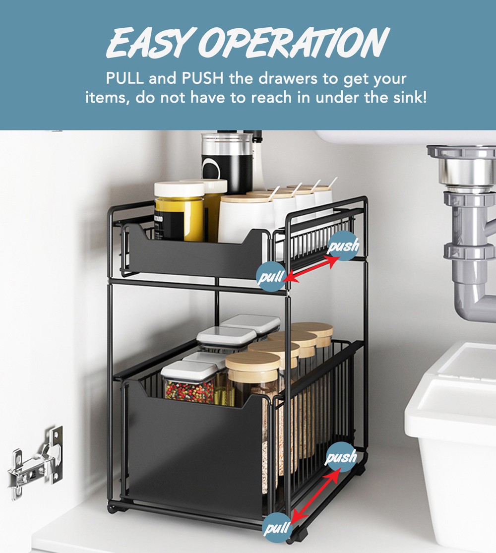 White Steel Narrow Under Sink Organizer and Storage | Bathroom ...