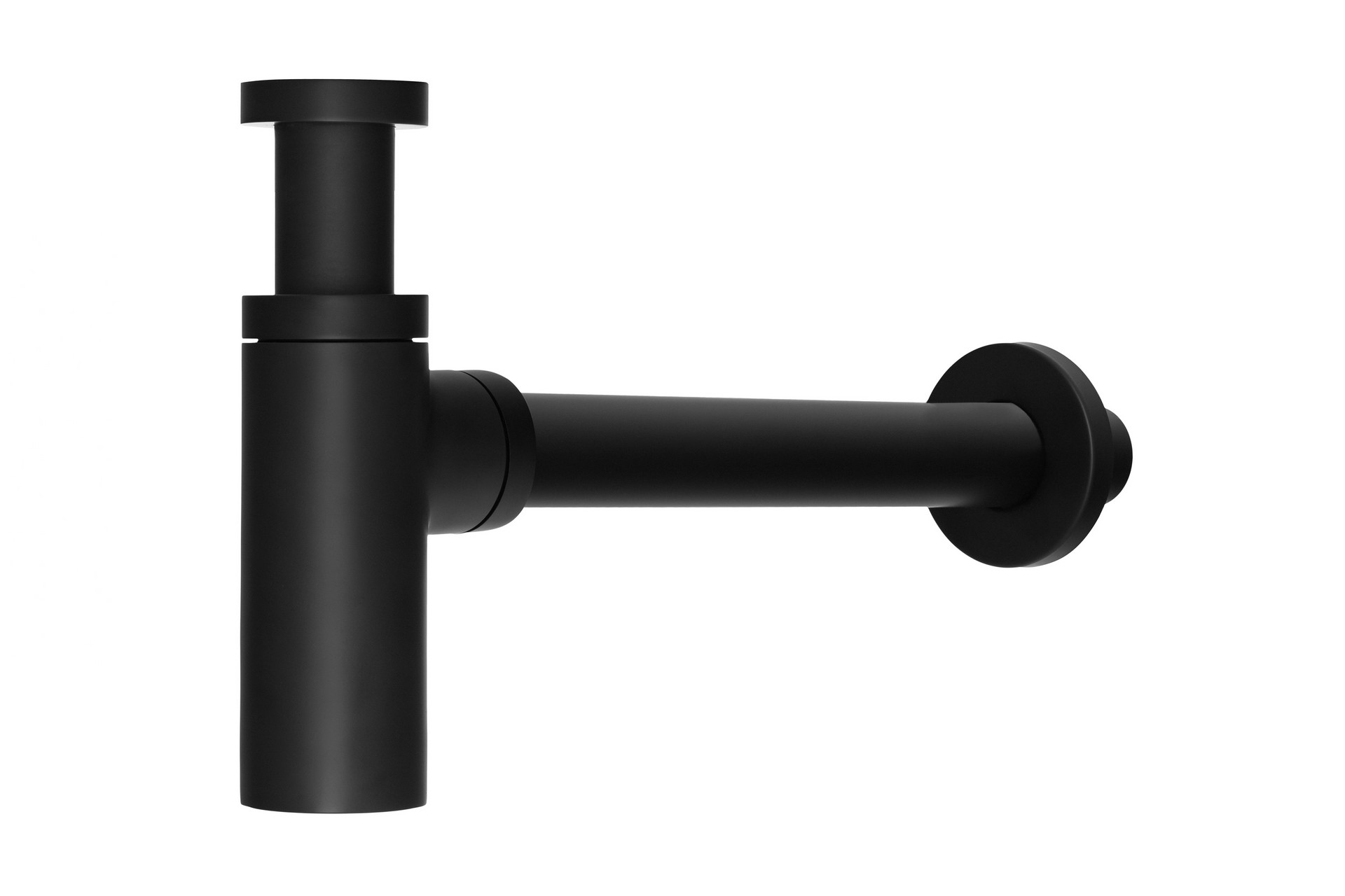 Solid Brass Round Bottle Modern P Trap in Matte Black Finish | Basin Sink Waste Trap Adjustable Drain Tube Kit | UPC/cUPC | Extra Long Bottle | 1-1/4 Inch Inlet | Detachable & Easy Clean