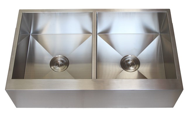36 Inch Stainless Steel Flat Front Farmhouse Apron Kitchen Sink 50/50 Double Bowl