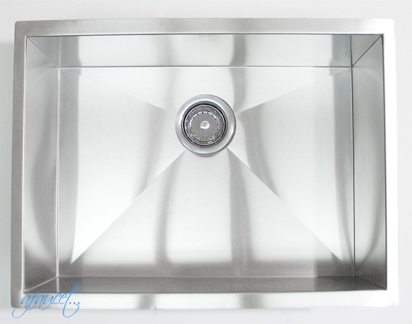 23 Inch Stainless Steel Undermount Single Bowl Kitchen / Bar / Prep Sink Zero Radius Design