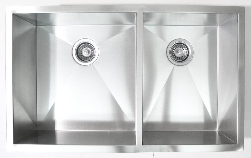32 Inch Stainless Steel Undermount 60/40 Double Bowl Kitchen Sink Zero Radius Design