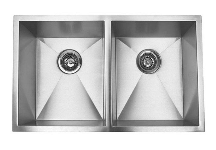 32 Inch Stainless Steel Undermount 50/50 Double Bowl Kitchen Sink Zero Radius Design