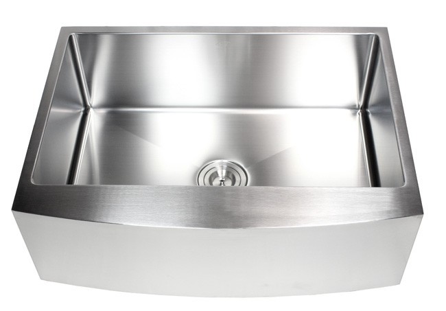 30 Inch Stainless Steel Curved Front Farm Apron Single Bowl Kitchen Sink 15mm Radius Design