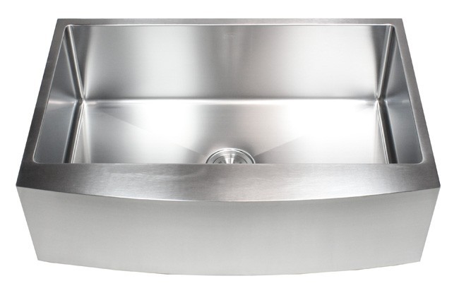 33 Inch Stainless Steel Curved Front Farm Apron Single Bowl Kitchen Sink 15mm Radius Design
