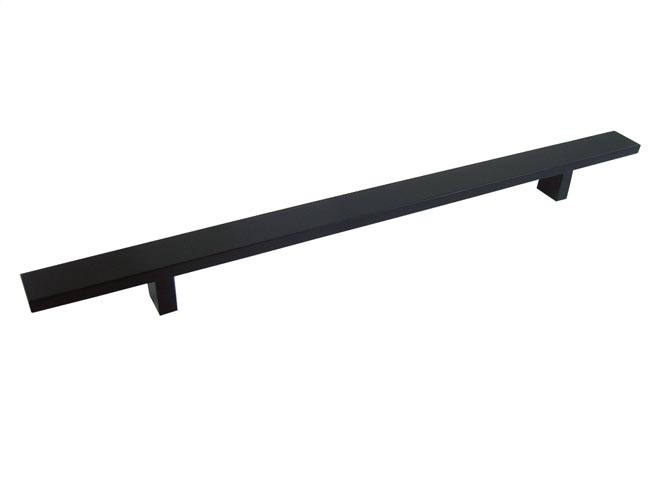 Italiano 12 inch (300 mm) Flat Solid Hard Aluminum Anodizing Cabinet Black Handle Bar Pull with 8-1/2 Inch (215 mm) Hole to Hole Spacing