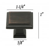 1-1/4 inch Square Cabinet Pull Knob in Oil Rubbed Bronze Finish